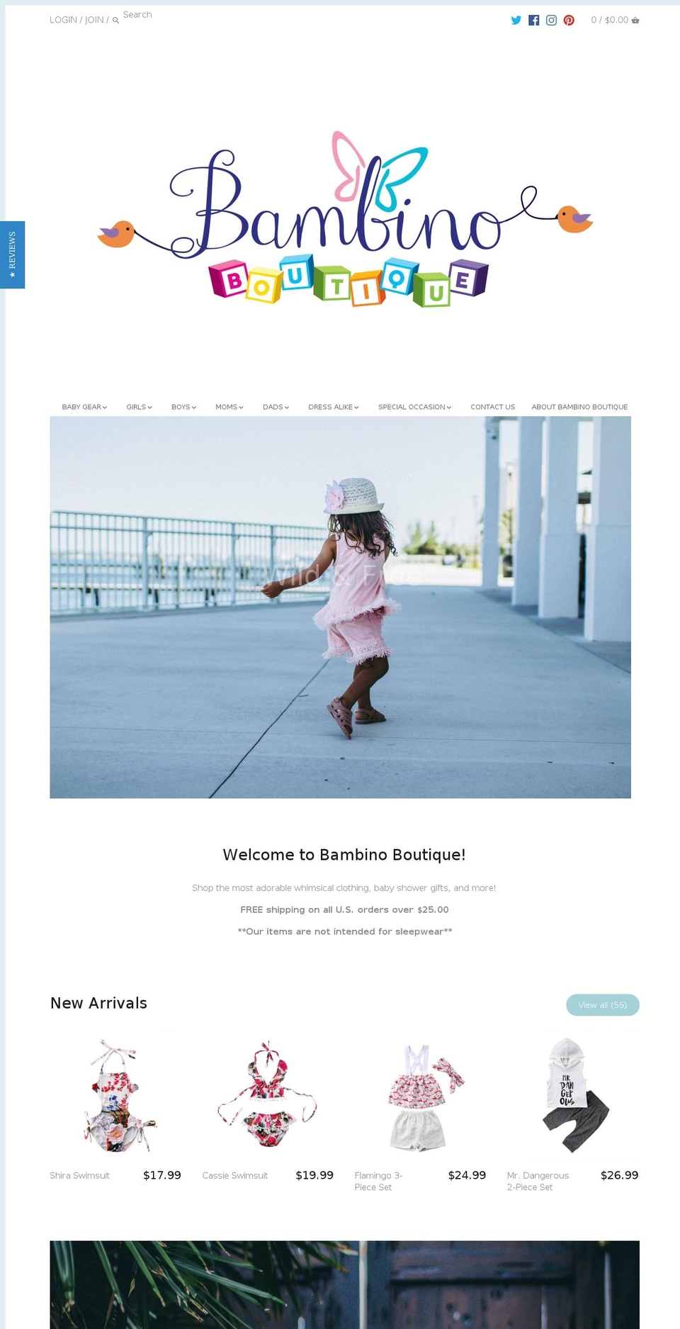 bambinoboutique.com shopify website screenshot
