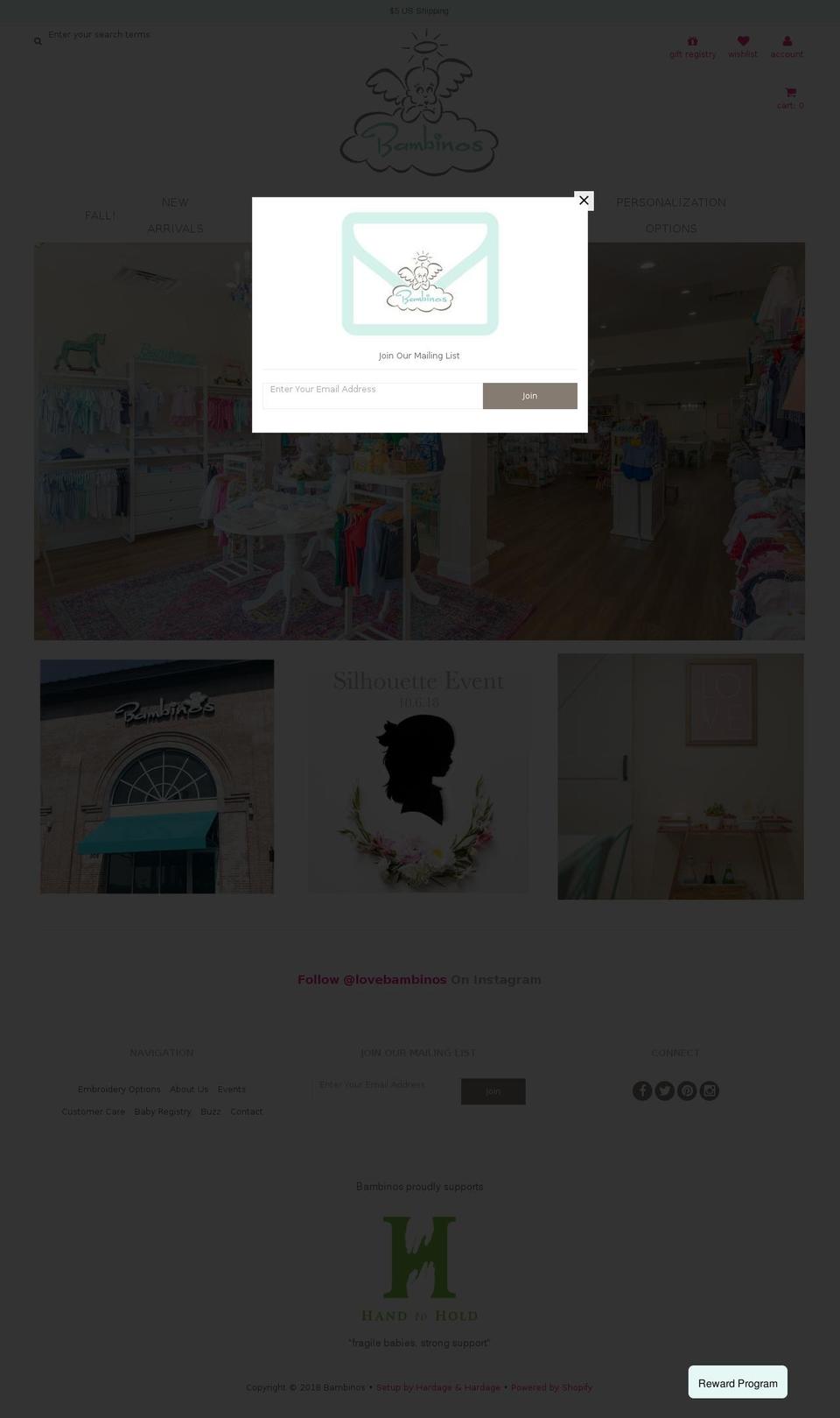bambinosbaby.com shopify website screenshot