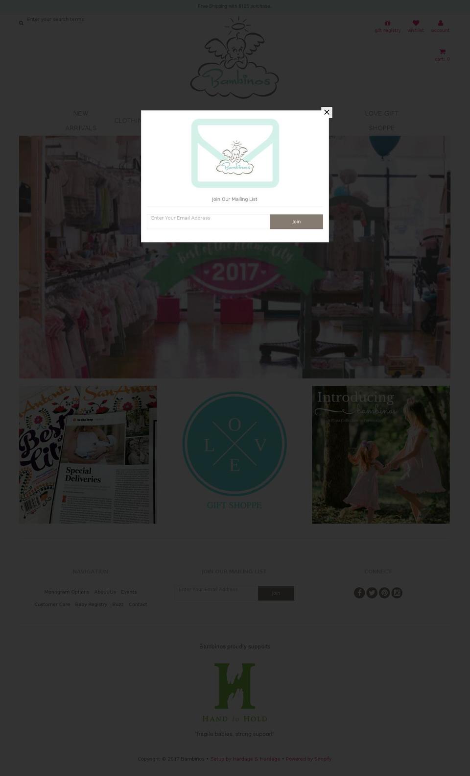 bambinosboutique.com shopify website screenshot