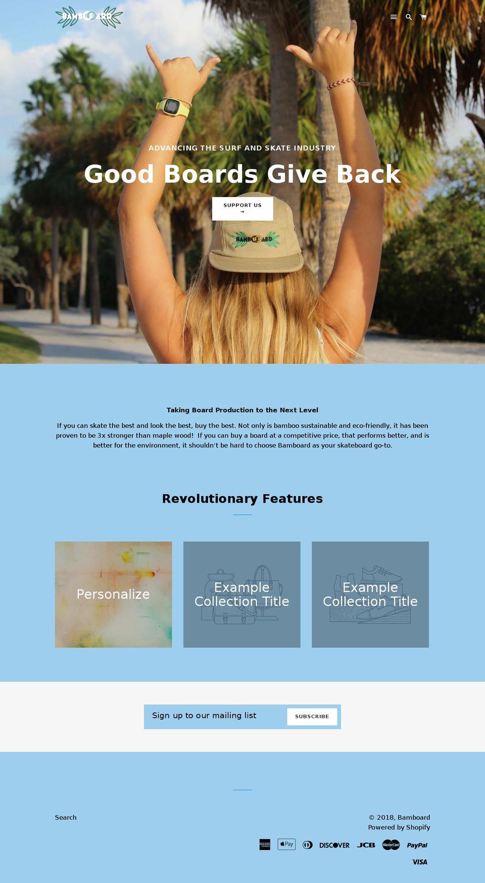 bamboardskate.com — Shopify storefront screenshot