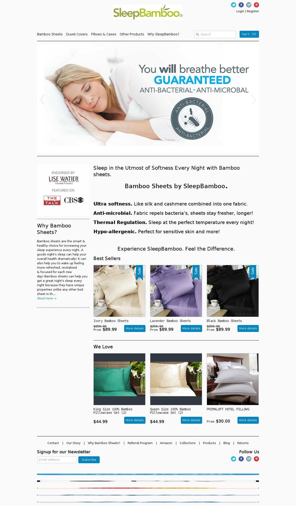 bamboo-bed-sheets.com shopify website screenshot