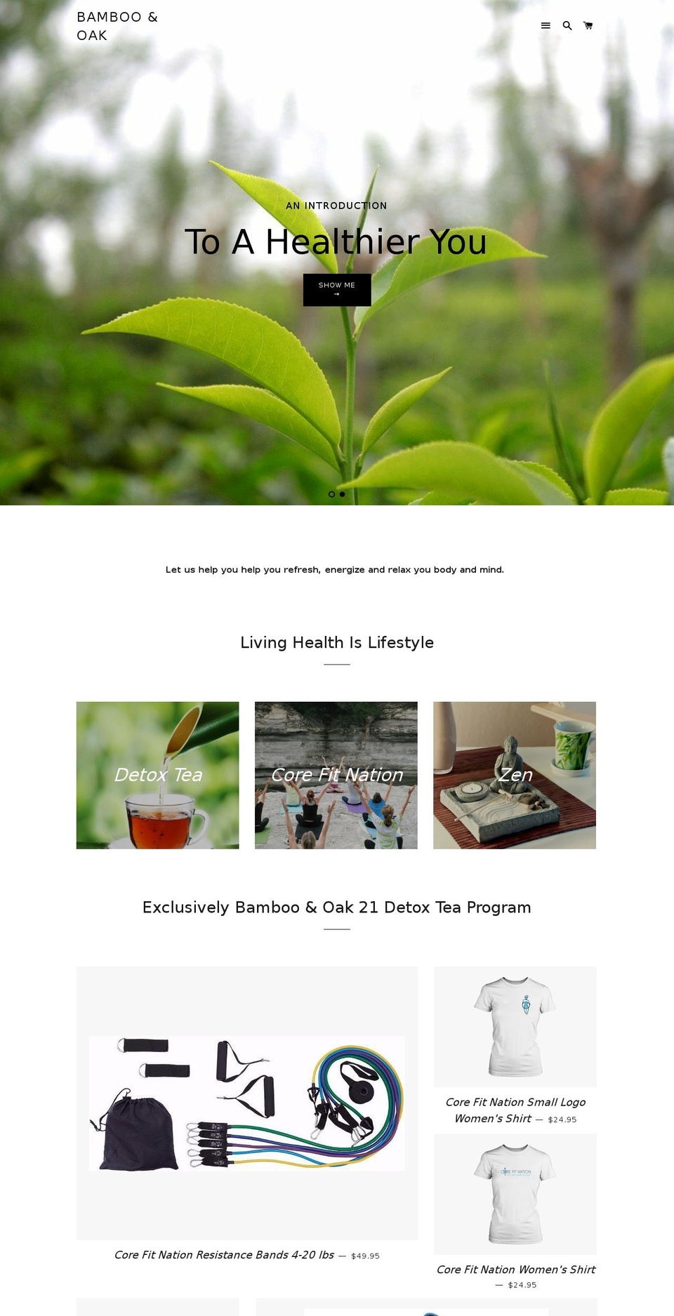 bambooandoak.com shopify website screenshot