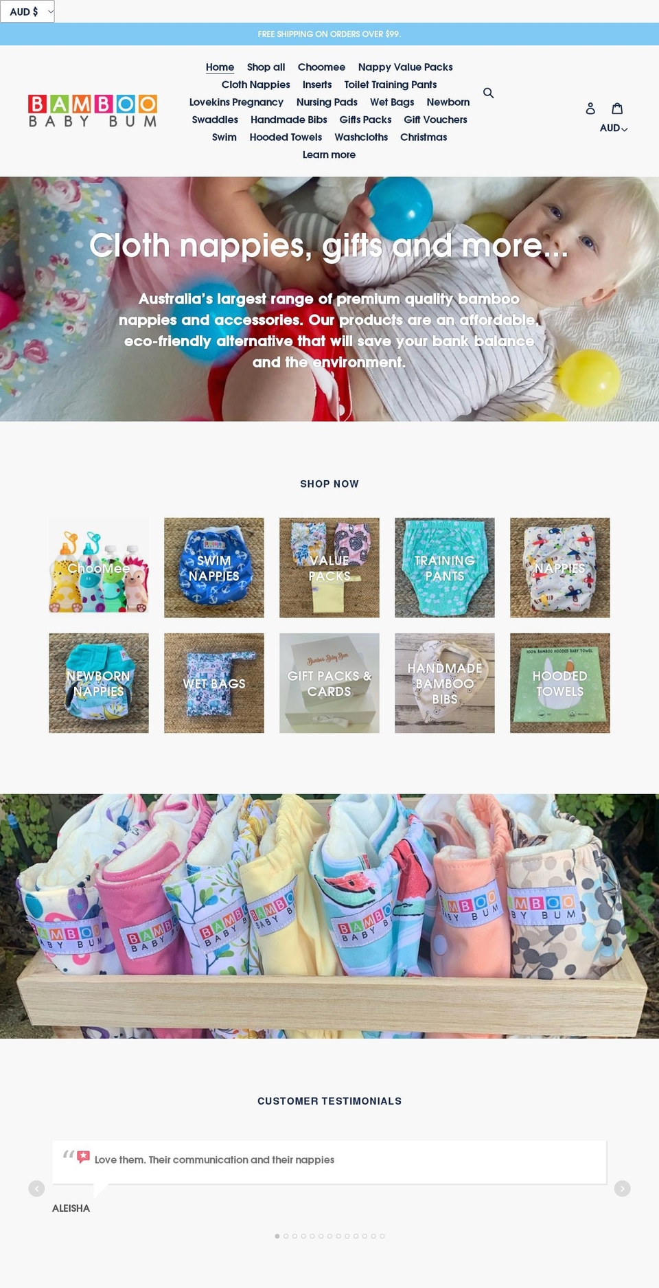 bamboobabybum.com.au shopify website screenshot