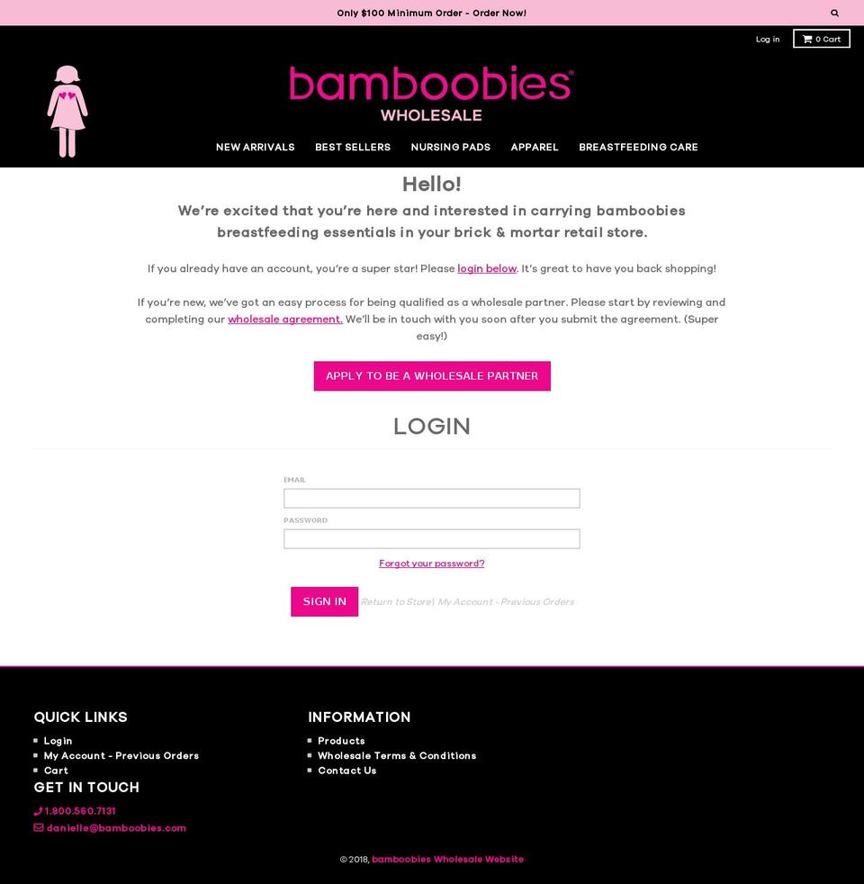 bamboobieswholesale.com — Shopify storefront screenshot