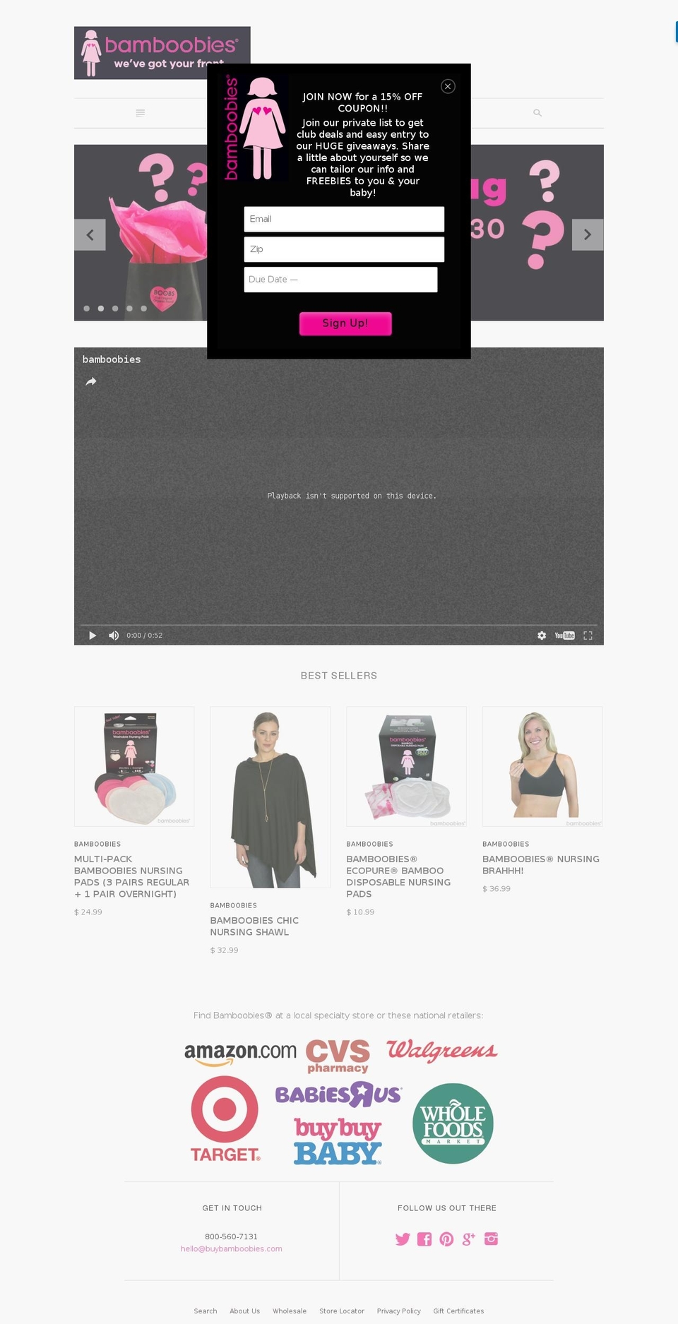 bamboobreastpads.com shopify website screenshot