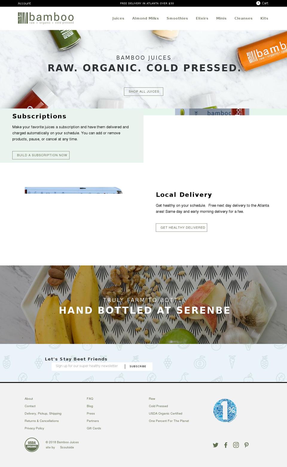 bamboojuices.com shopify website screenshot