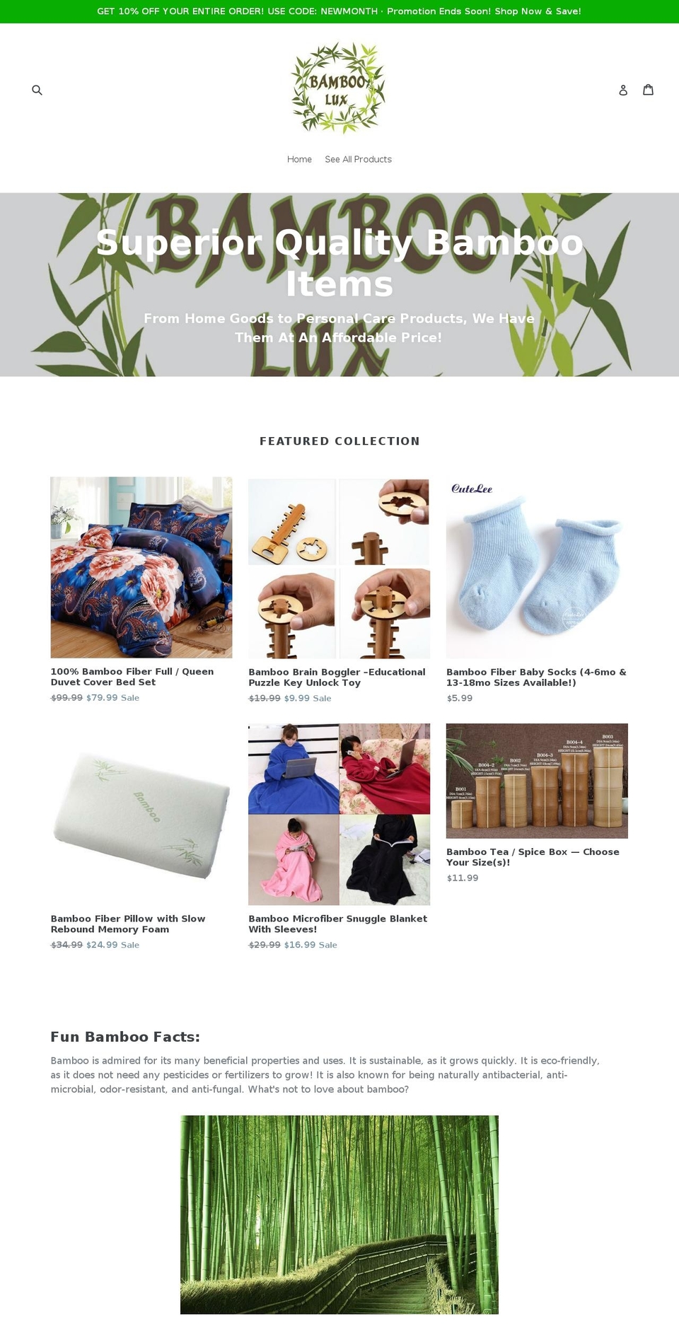 bamboolux.com shopify website screenshot
