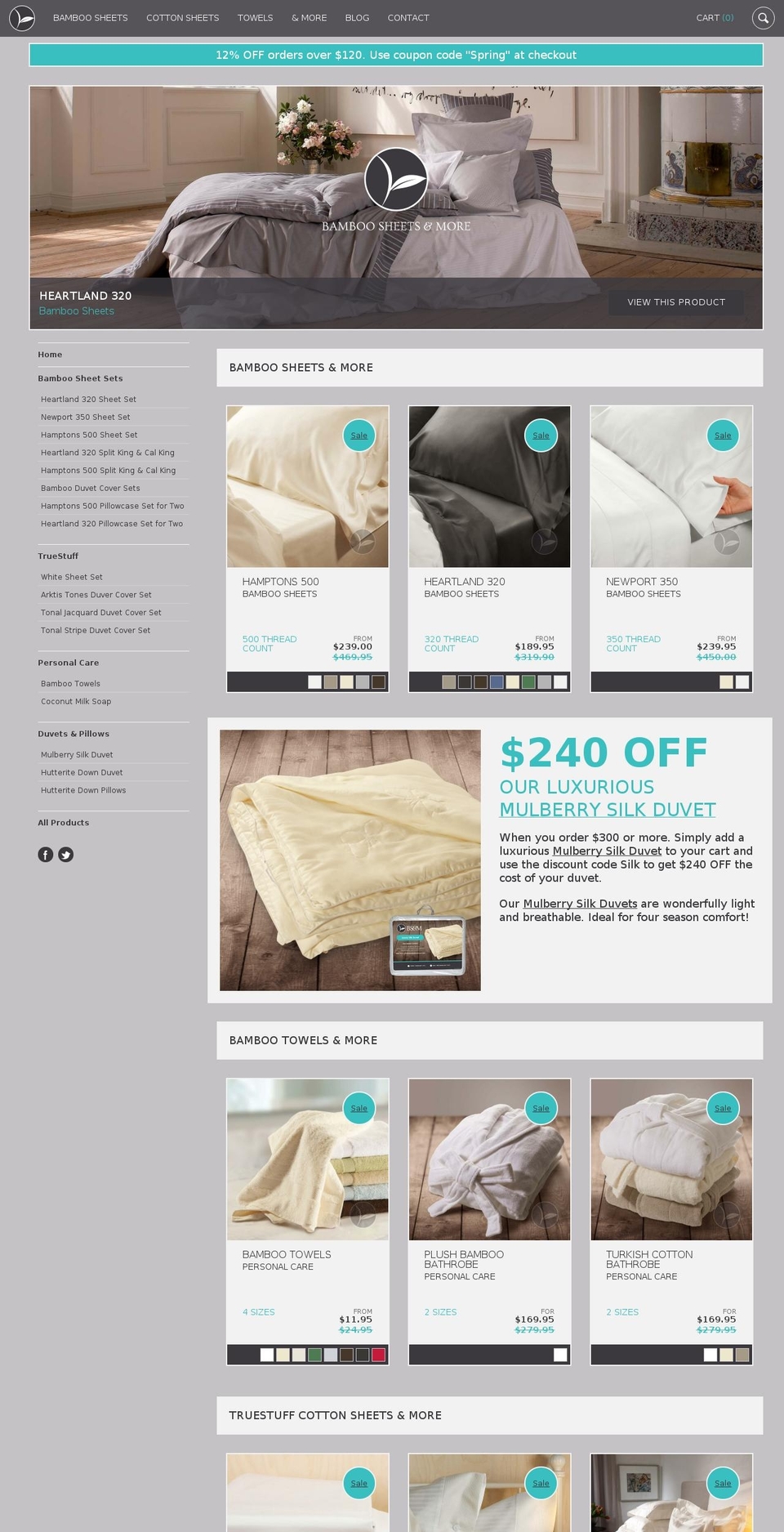 bamboosheetsandmore.com shopify website screenshot