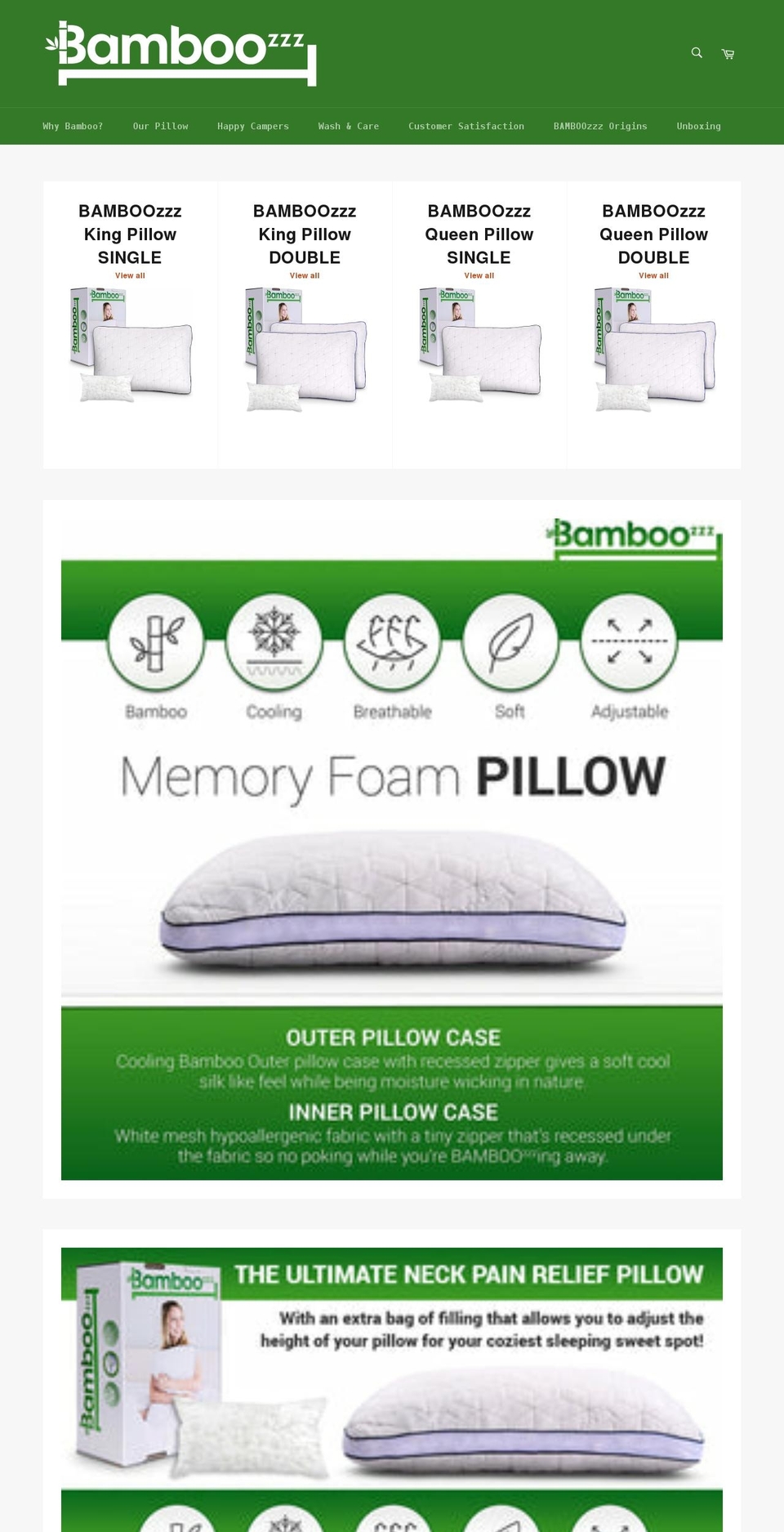 bamboozzzcomfort.com shopify website screenshot