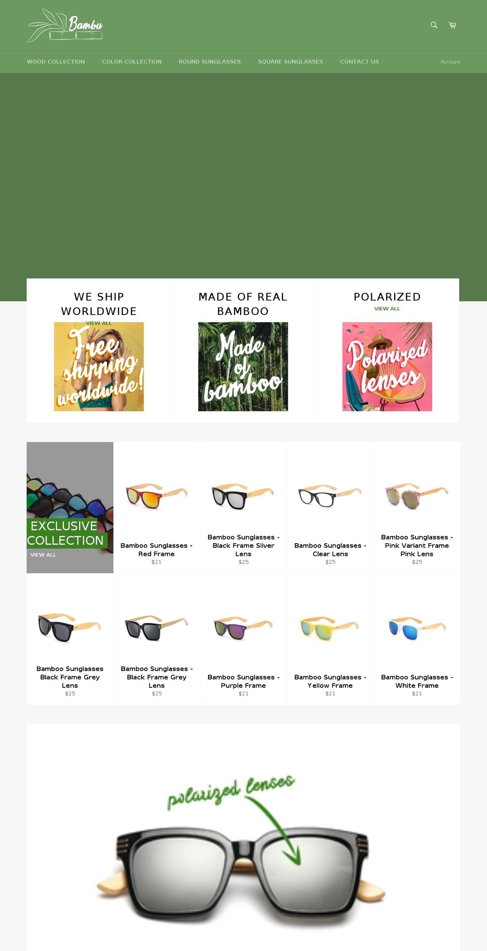bambu-sunglasses.com — Shopify storefront screenshot