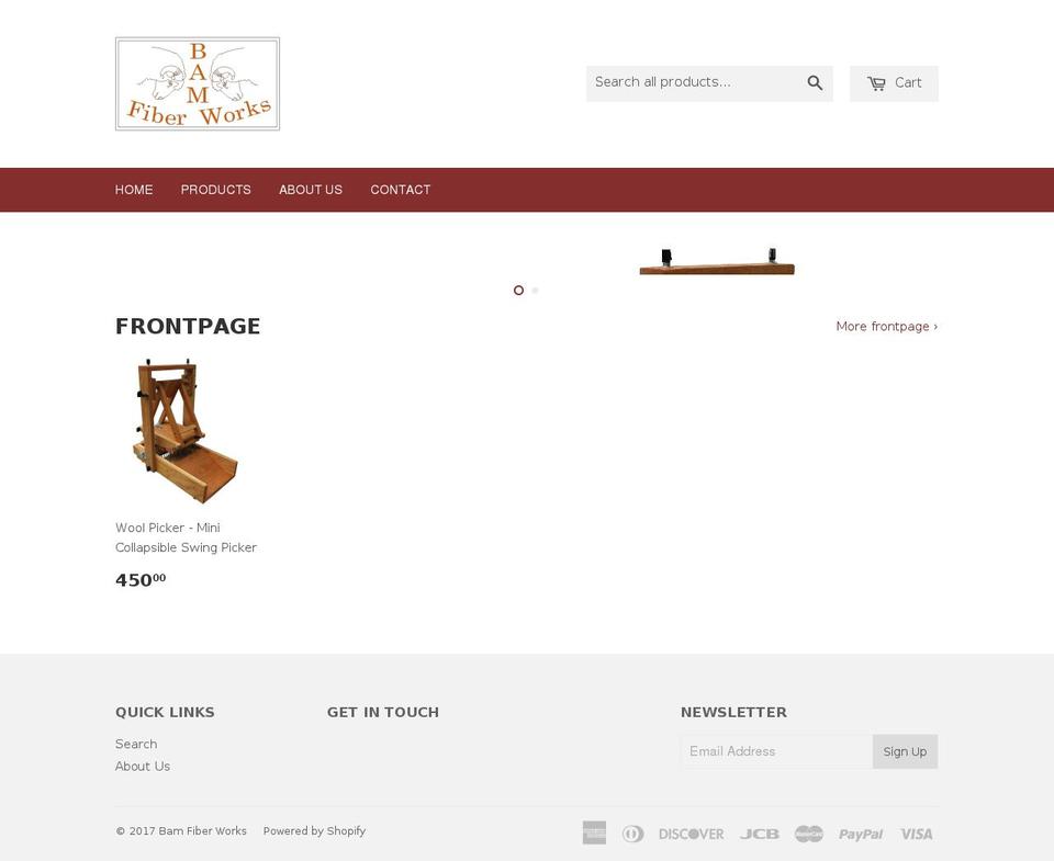 bamfiberworks.com shopify website screenshot