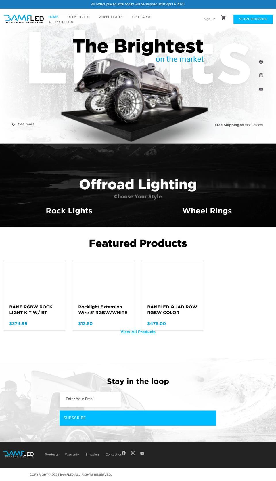 bamfled.com shopify website screenshot