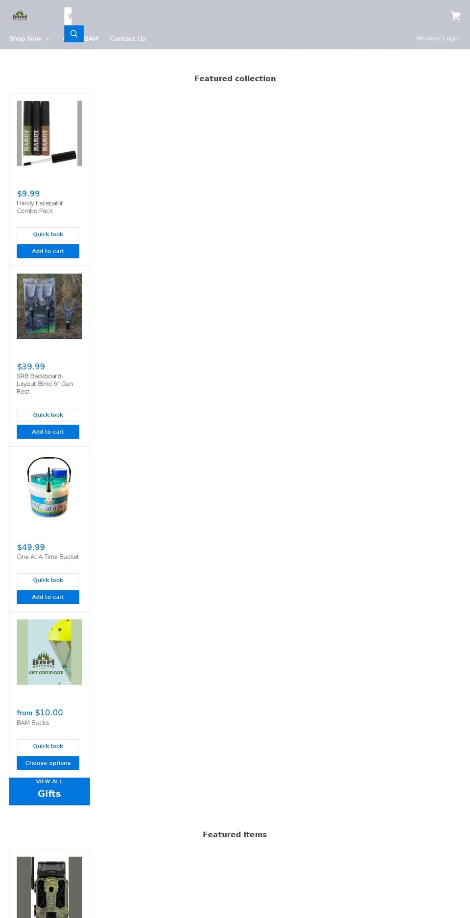 bamoutdoors.com shopify website screenshot