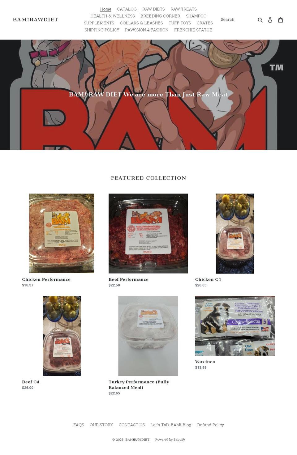 bamrawdiets.com shopify website screenshot