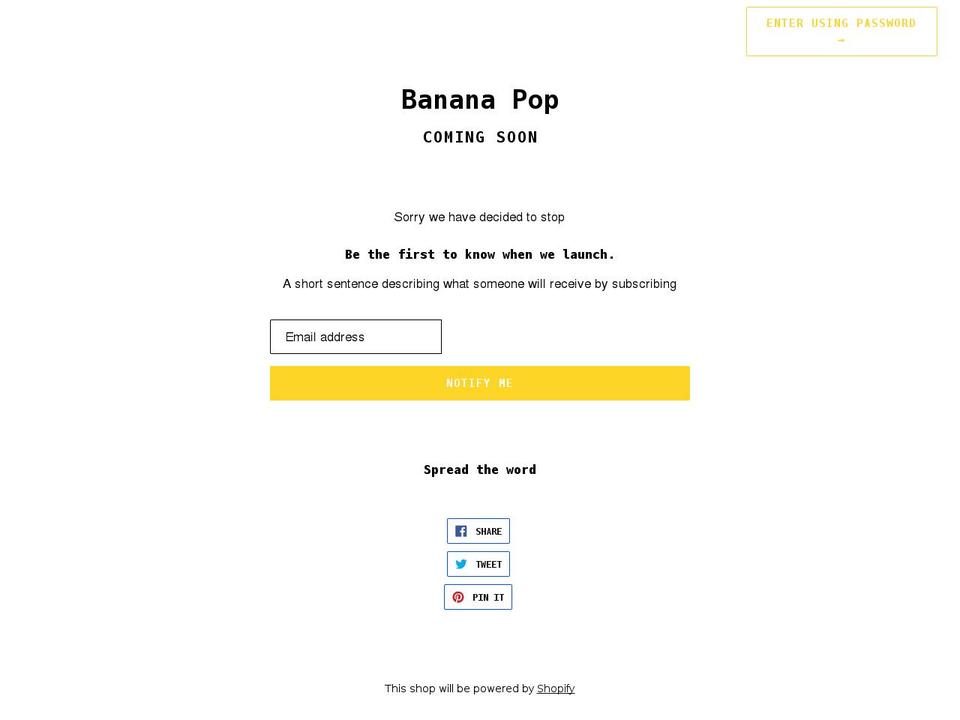 banana-pop.com shopify website screenshot