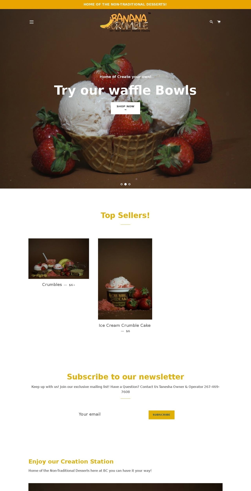 bananacrumble.com — Shopify storefront screenshot