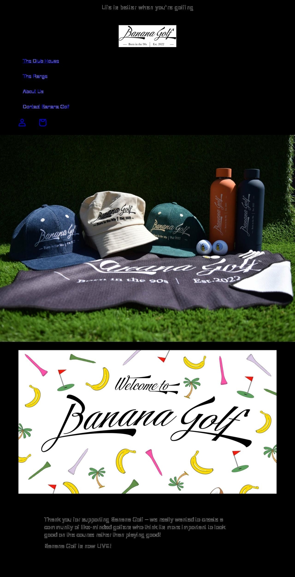 bananagolf.co.uk shopify website screenshot