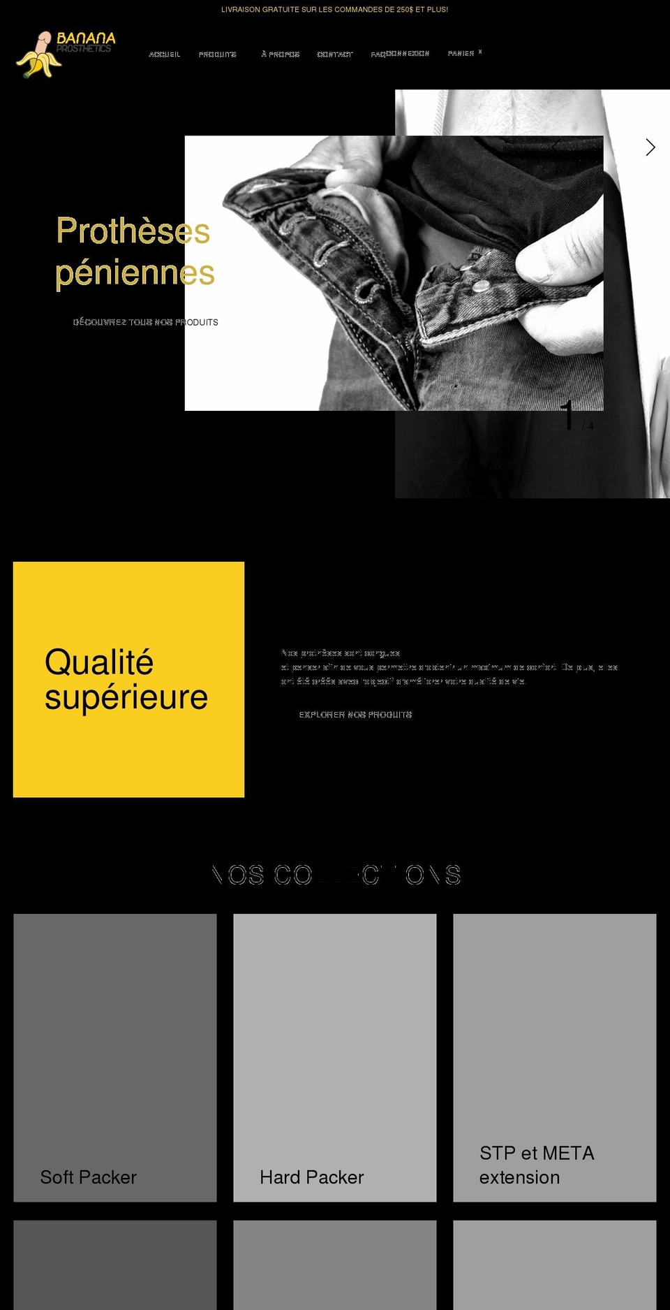 bananaprosthetics.com shopify website screenshot