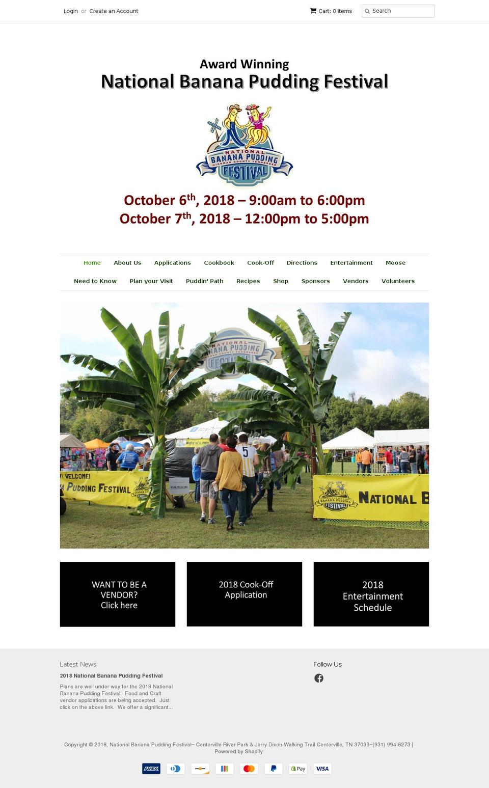 bananapuddingfest.net shopify website screenshot