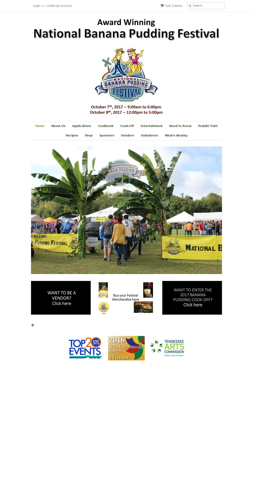 bananapuddingfest.org shopify website screenshot