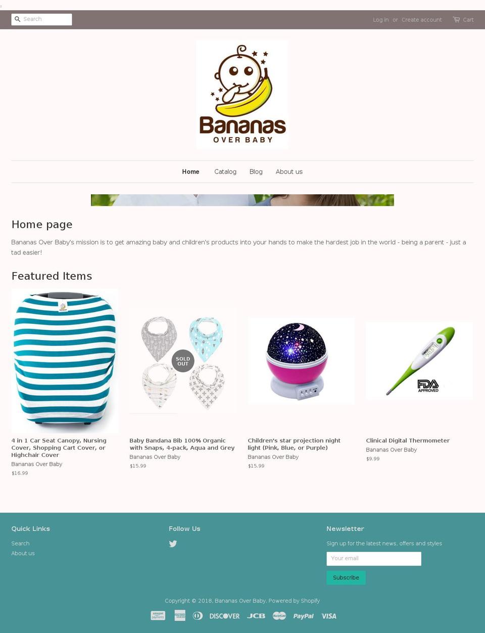 bananasoverbaby.com — Shopify storefront screenshot