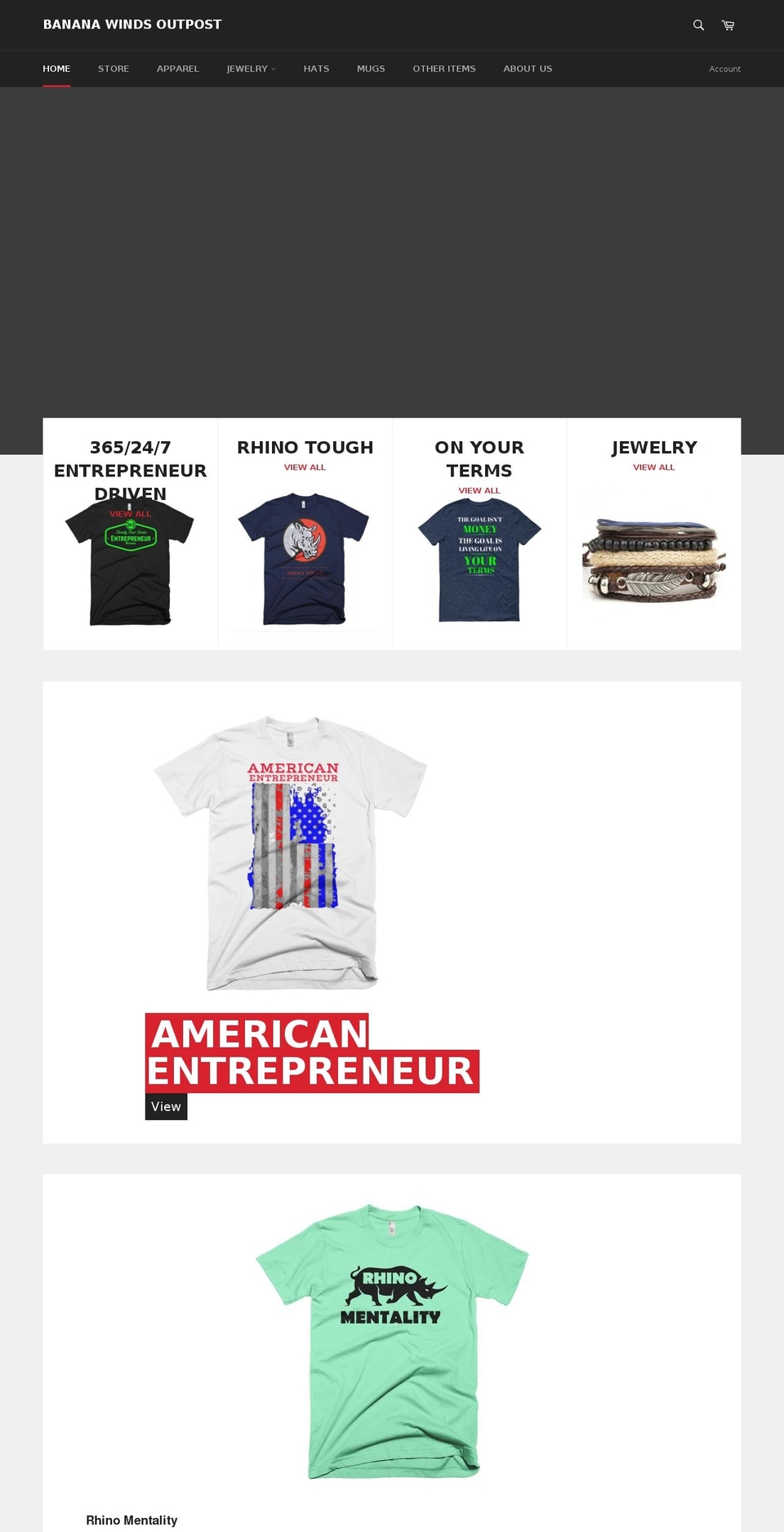bananawindoutpost.com — Shopify storefront screenshot