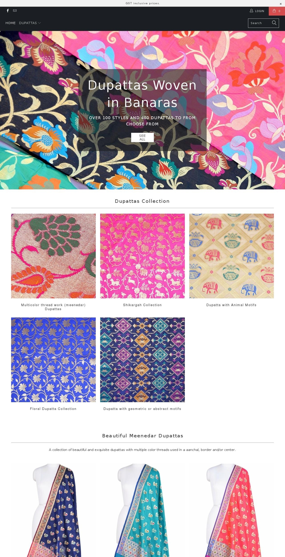 banarasiweaves.in shopify website screenshot