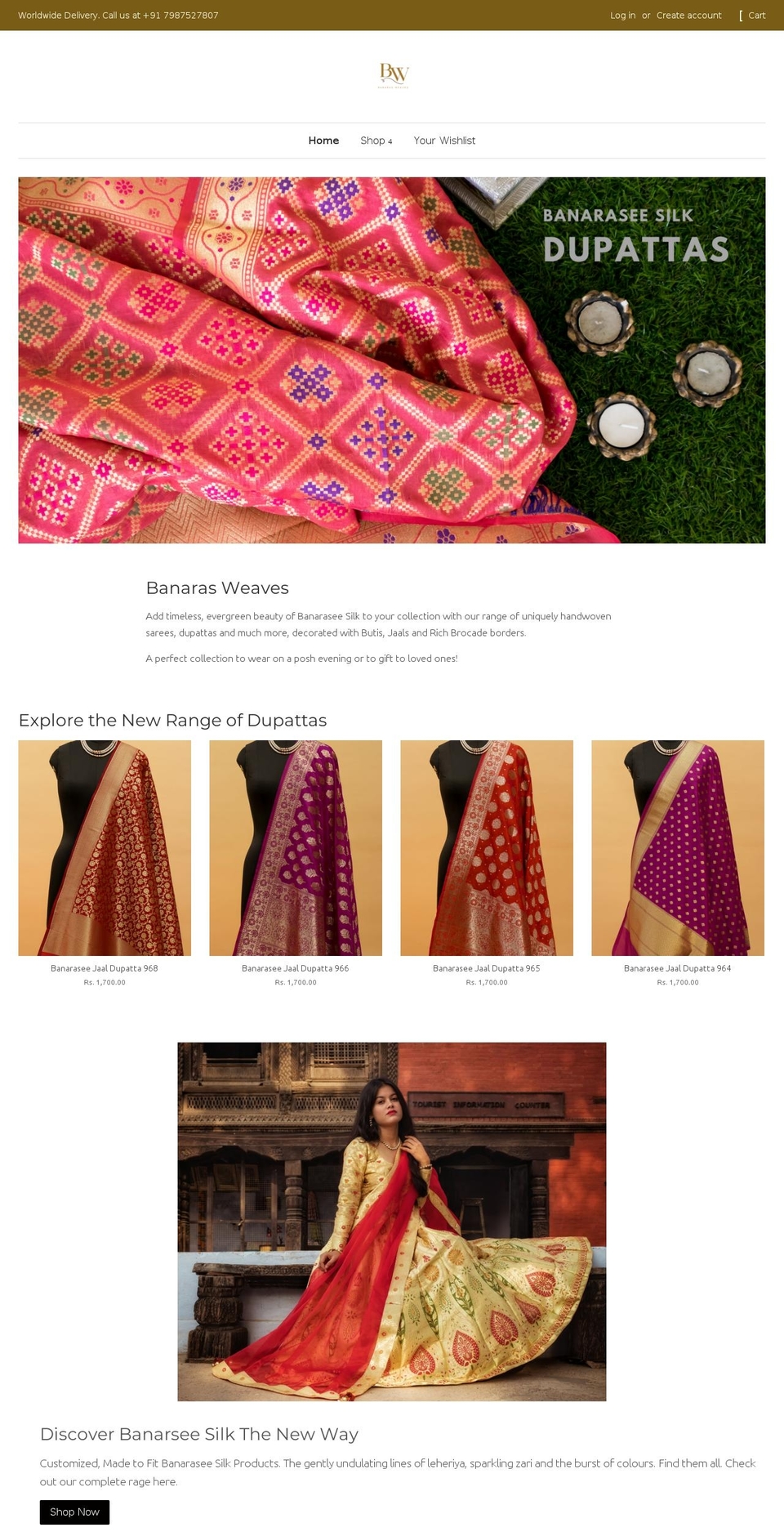banarasweavesclothing.com — Shopify storefront screenshot