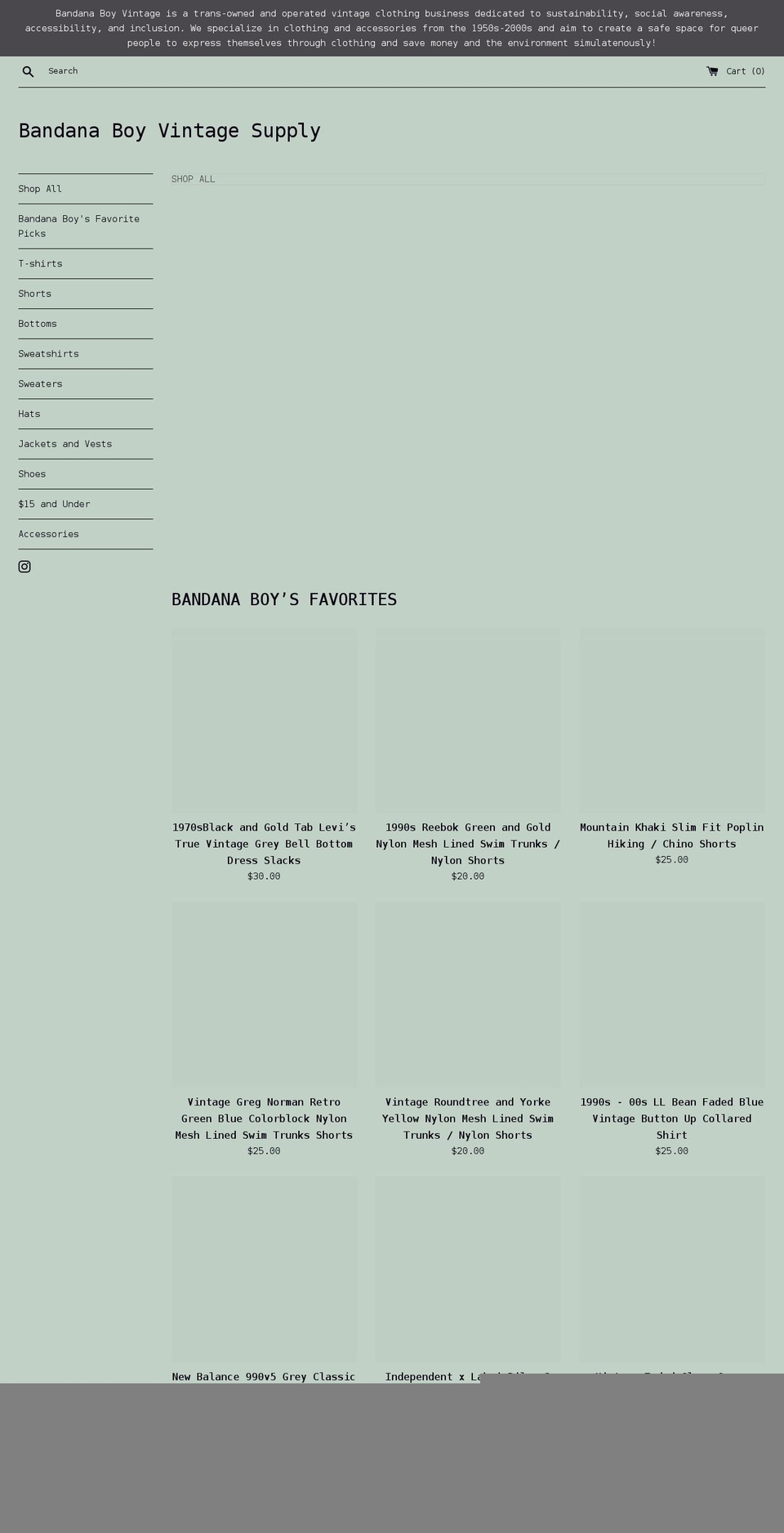 bandanaboyvintage.com shopify website screenshot