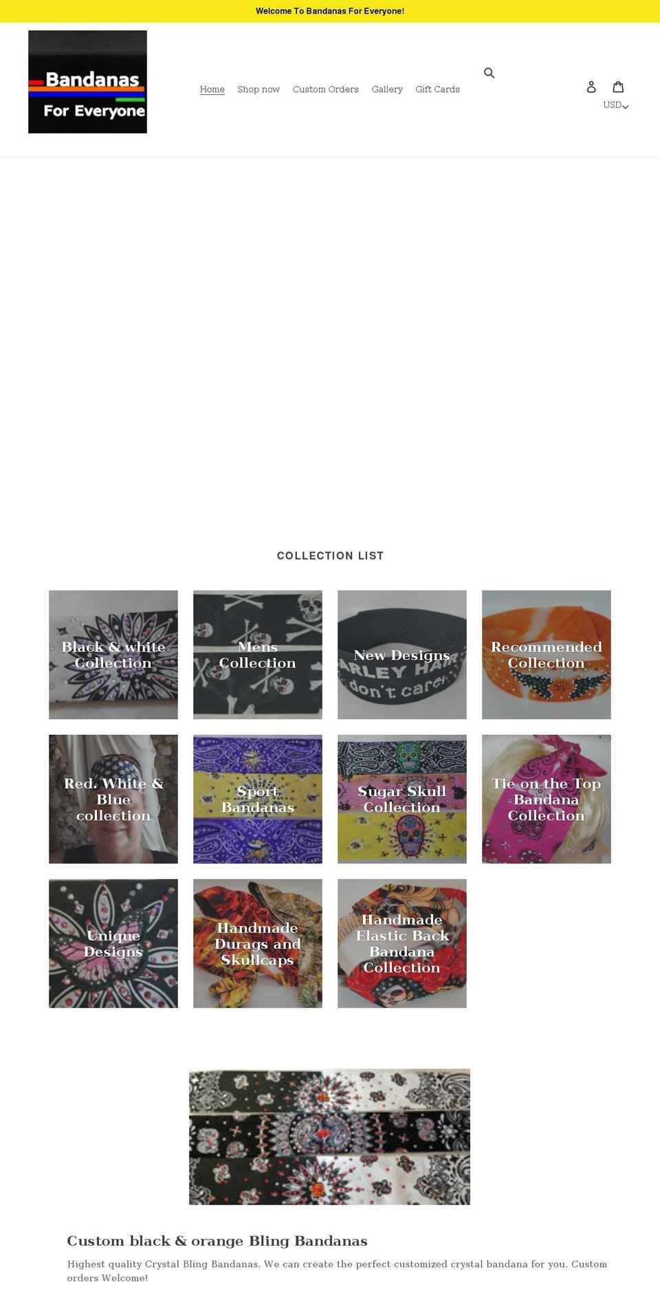 bandanasforeveryone.com shopify website screenshot