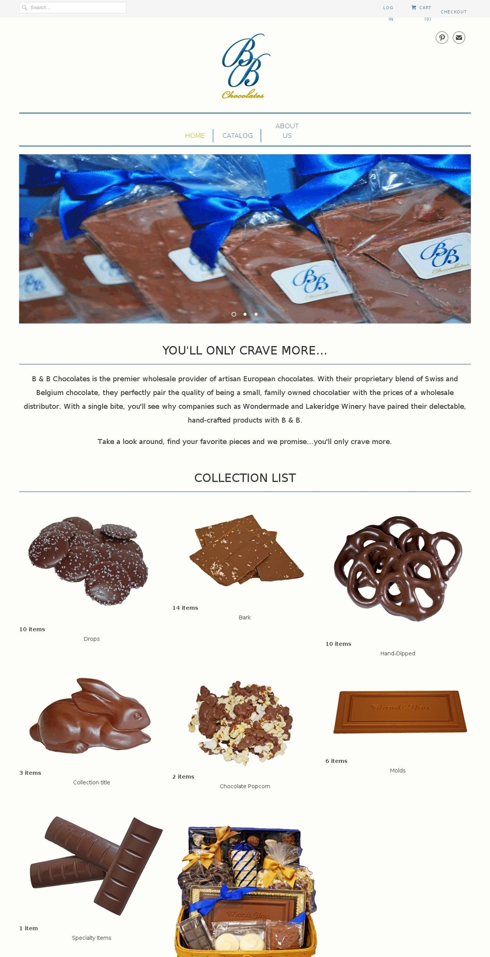 bandbchocolates.com — Shopify storefront screenshot