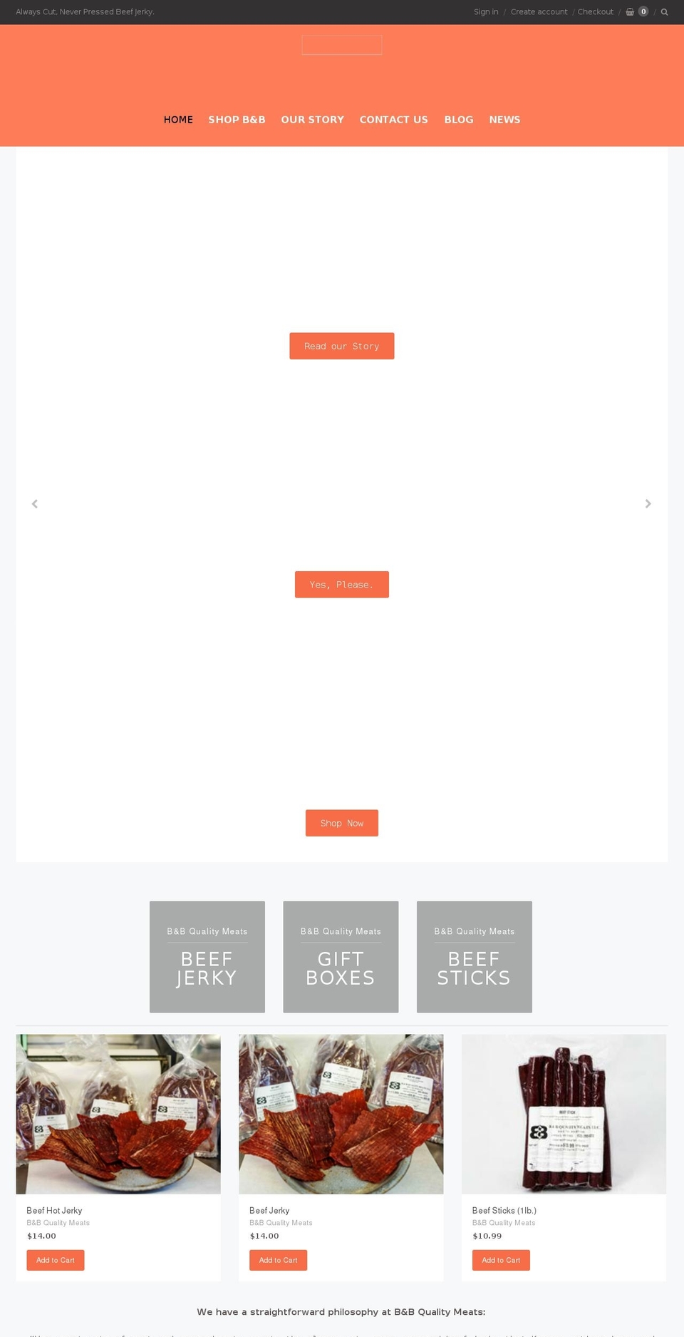 bandbqualitymeats.com — Shopify storefront screenshot