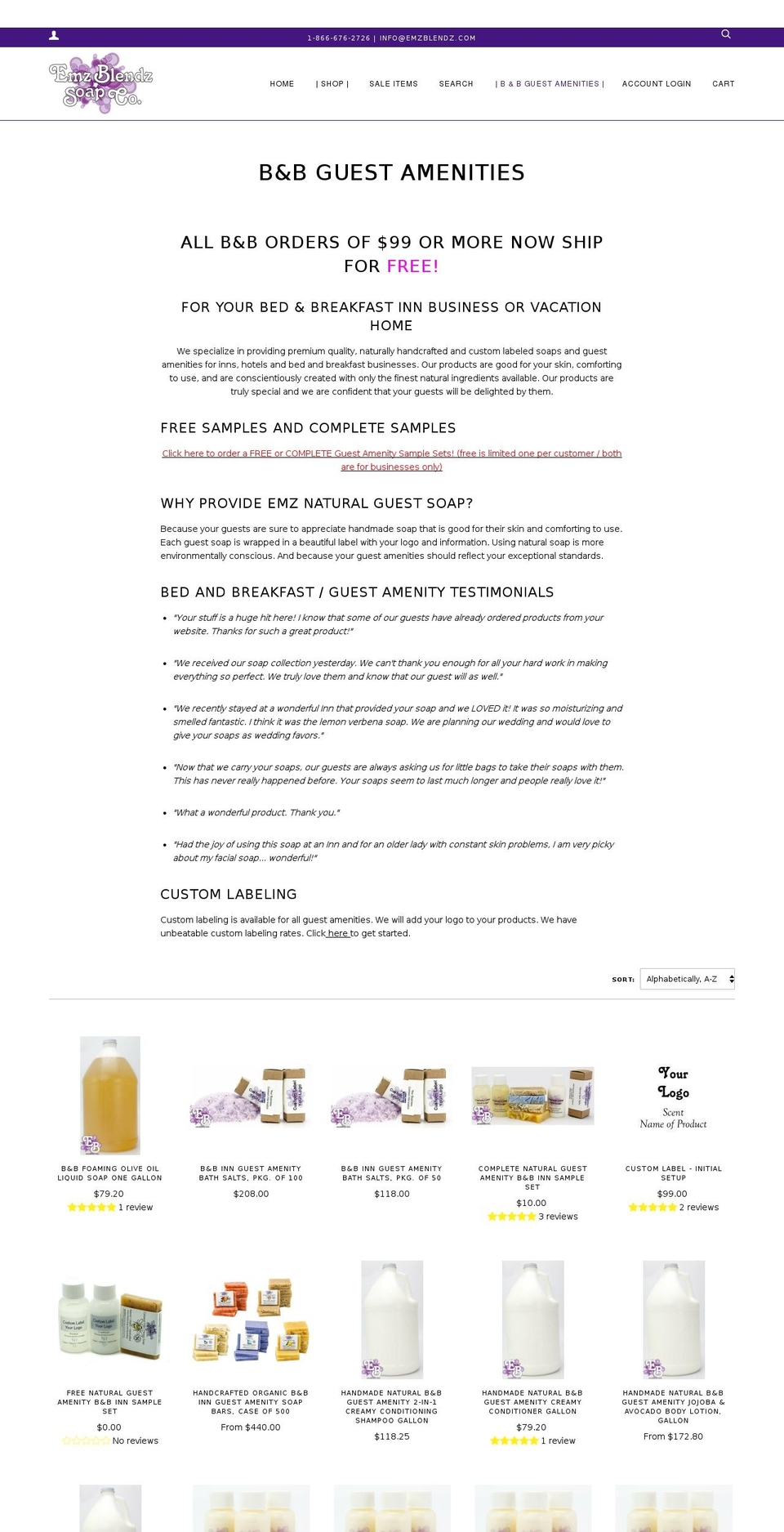 bandbsoap.com shopify website screenshot