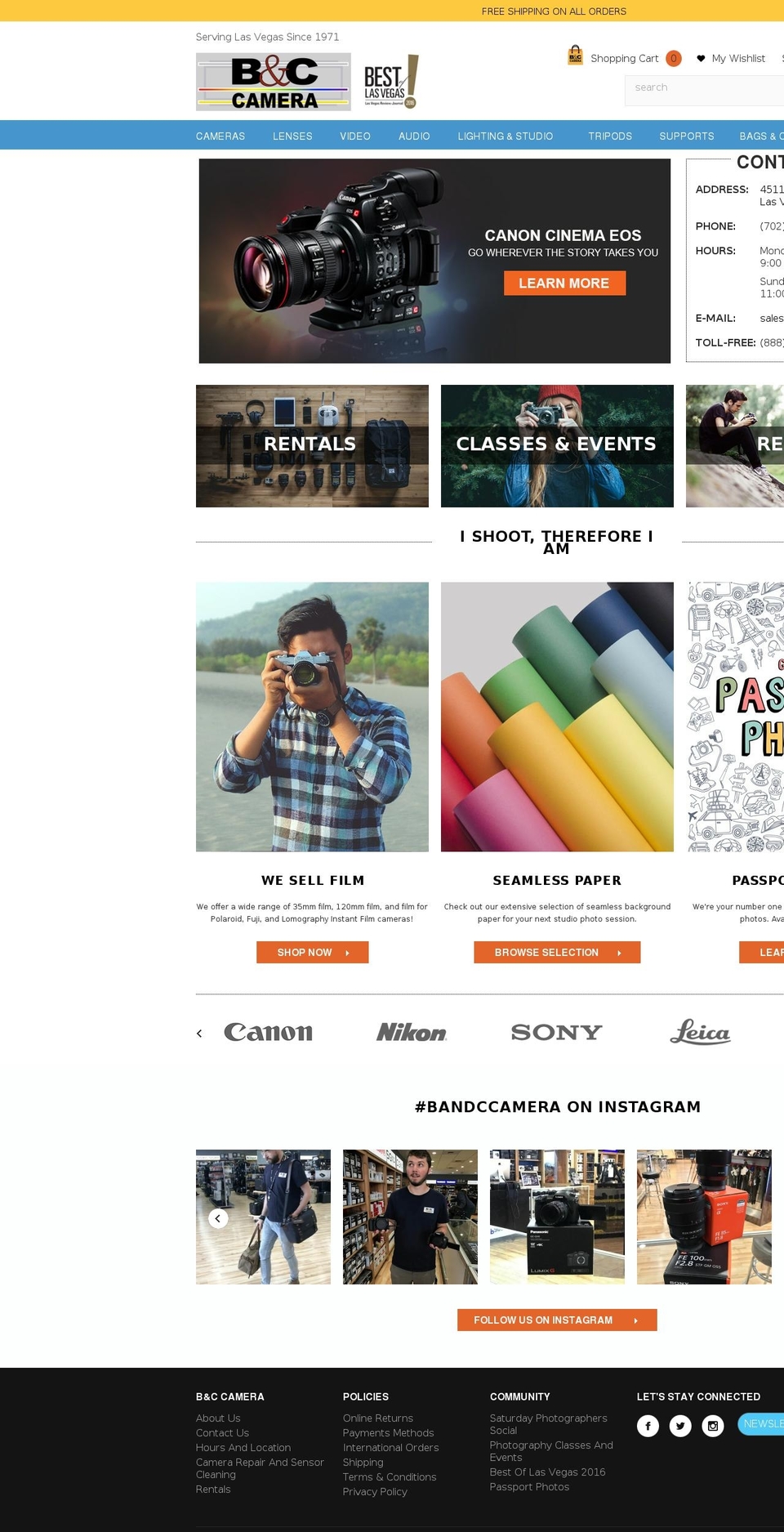 bandccamera.com shopify website screenshot