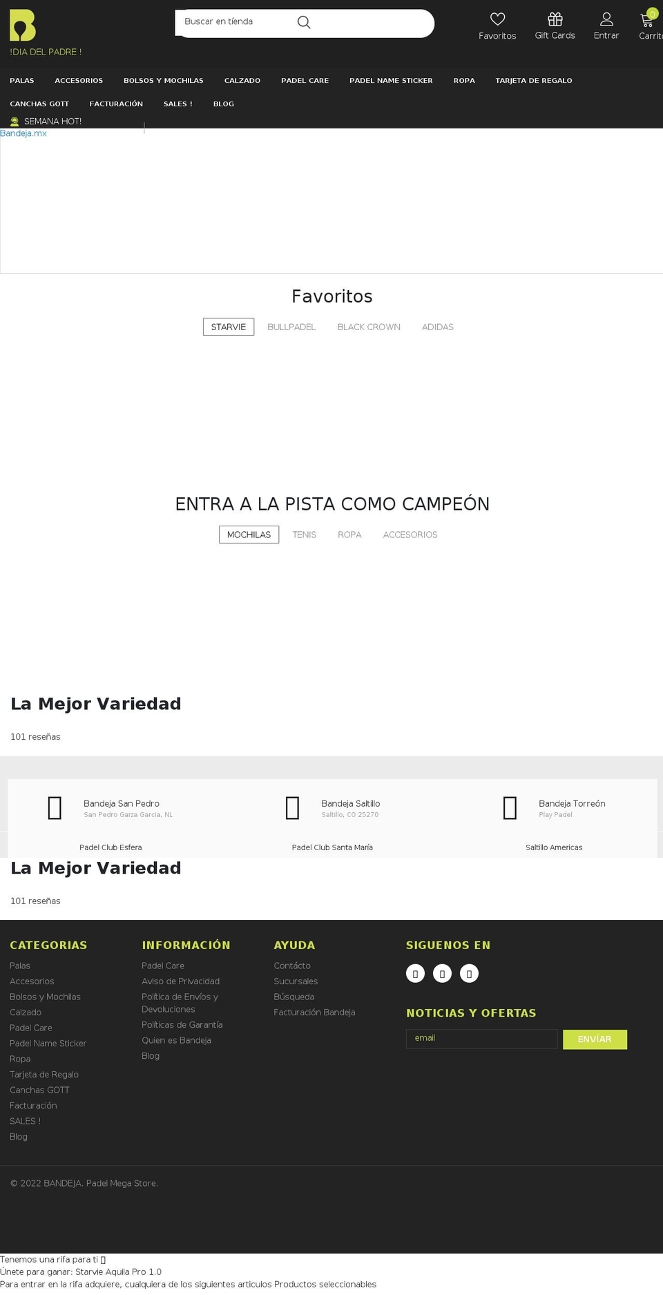 bandeja.mx shopify website screenshot