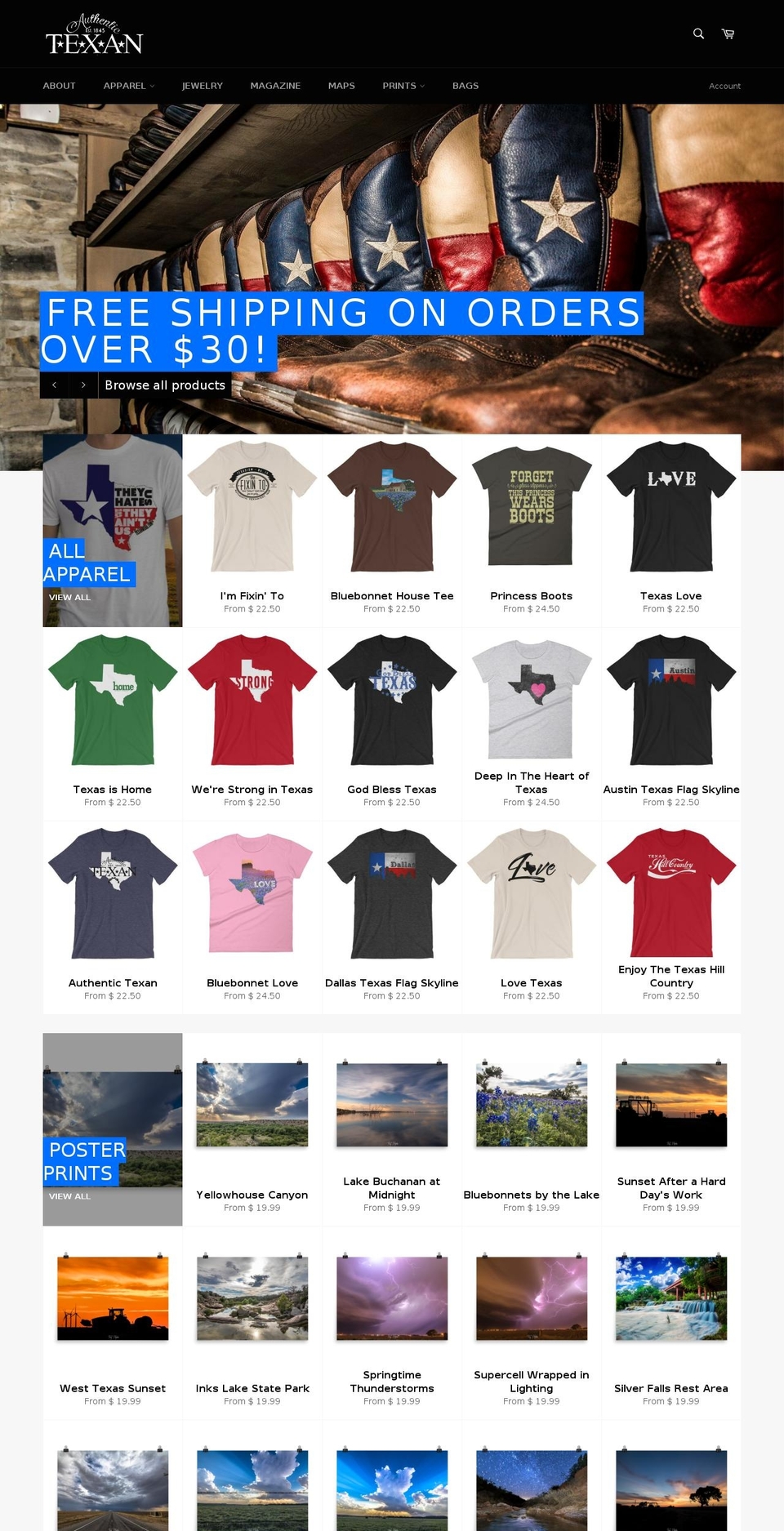 banderatexas.org shopify website screenshot