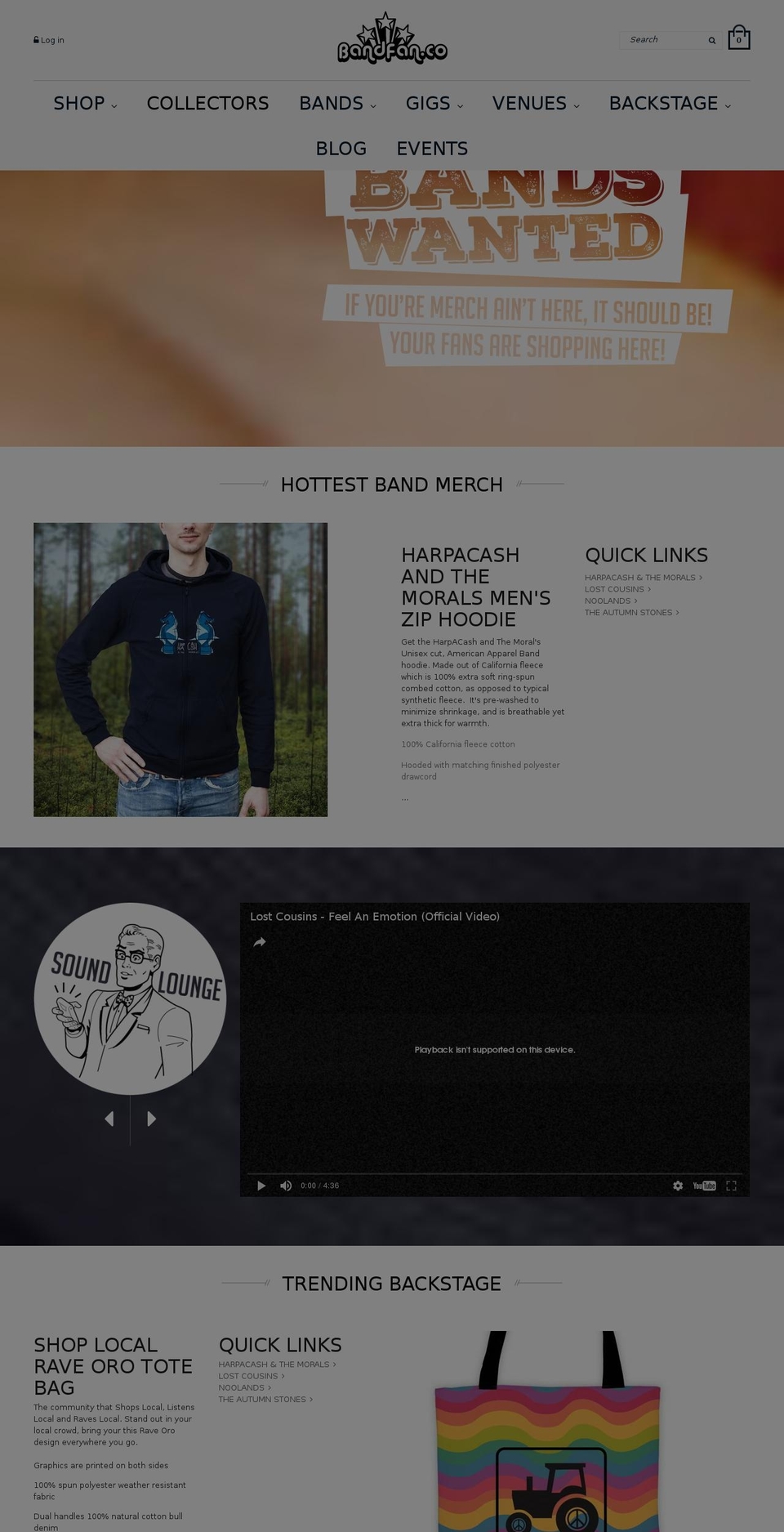 bandfan.co shopify website screenshot