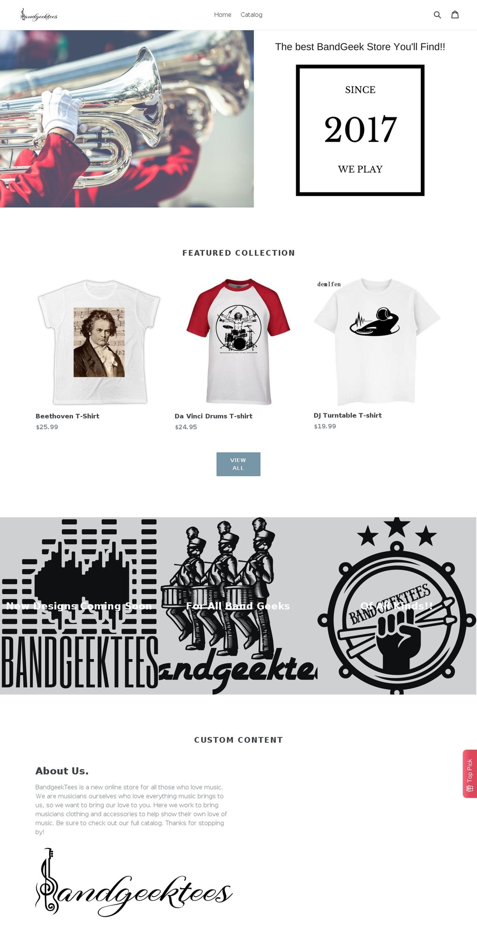 bandgeekapparel.com — Shopify storefront screenshot