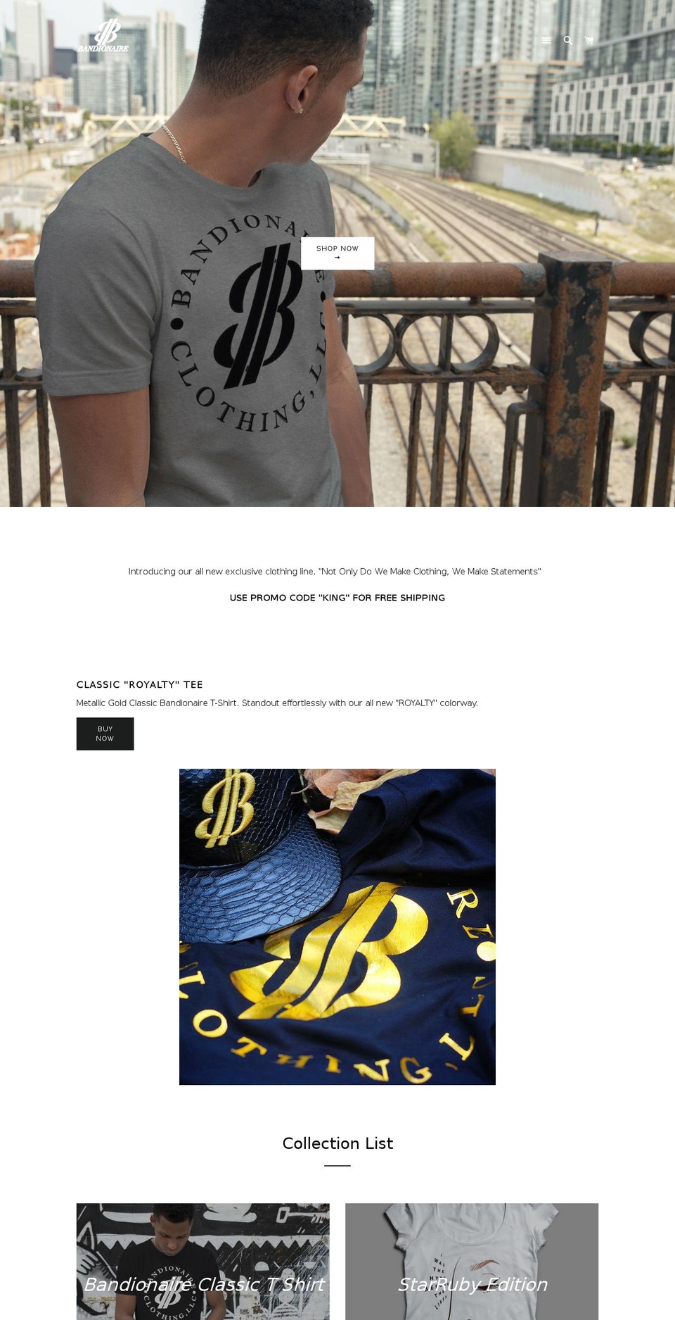 bandionaire.com shopify website screenshot