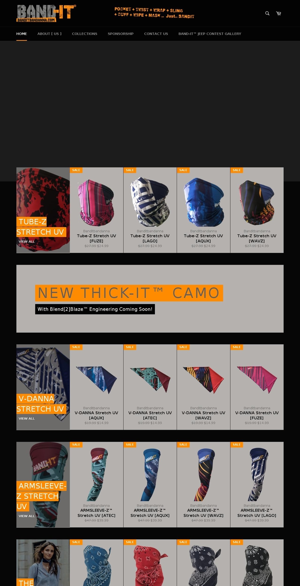 banditbandanna.com shopify website screenshot