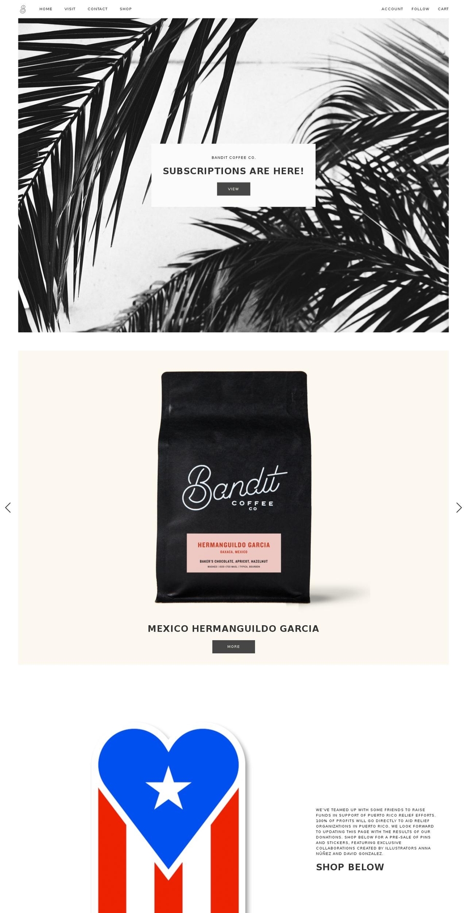 banditcoffee.co shopify website screenshot