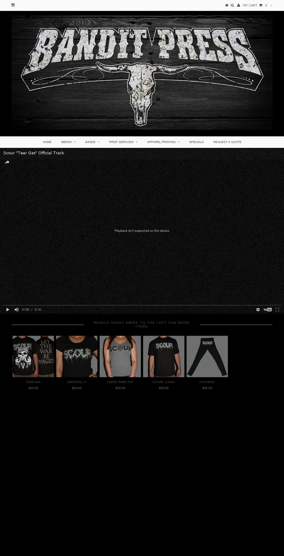 banditpress.net shopify website screenshot
