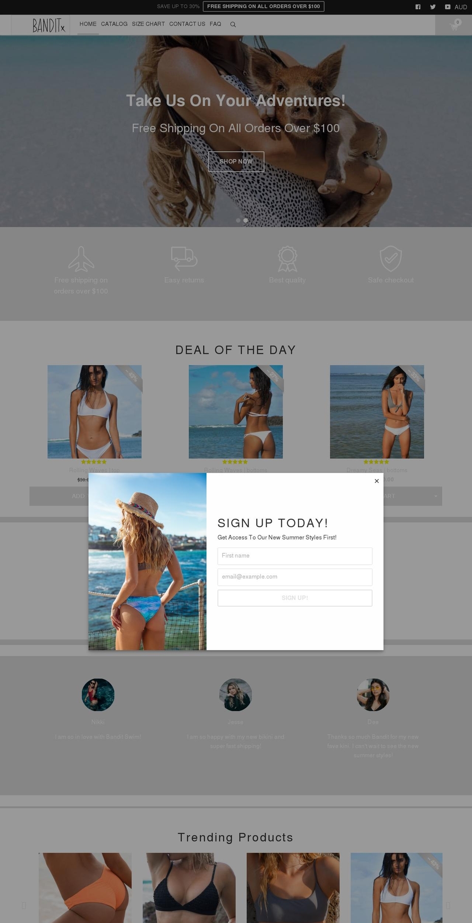 banditswim.com — Shopify storefront screenshot