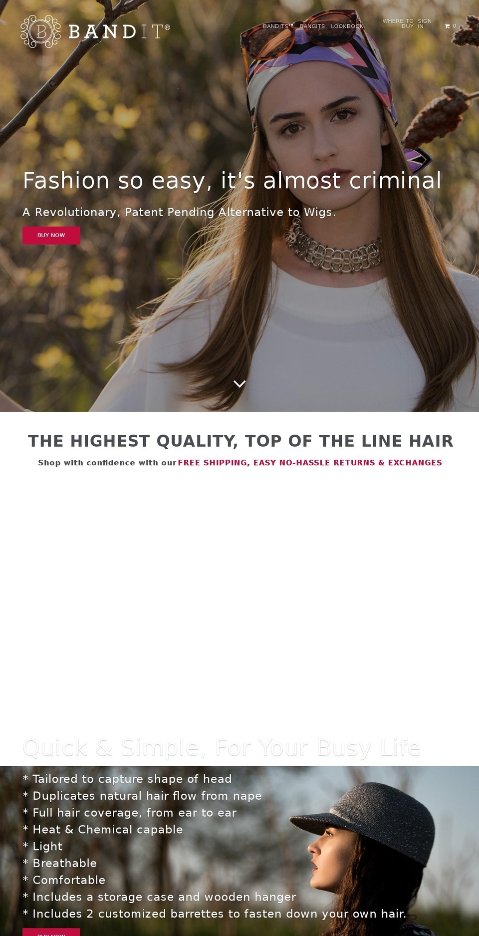 banditwigs.com shopify website screenshot