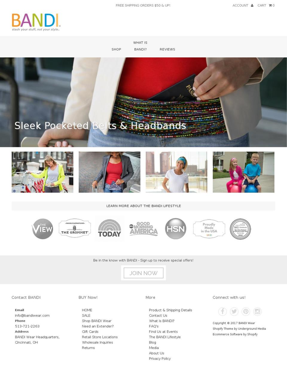 bandiwear.com shopify website screenshot