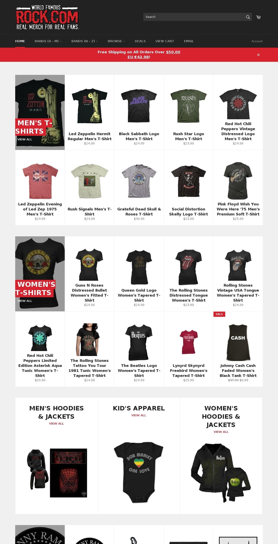 bandmerchandise.com — Shopify storefront screenshot