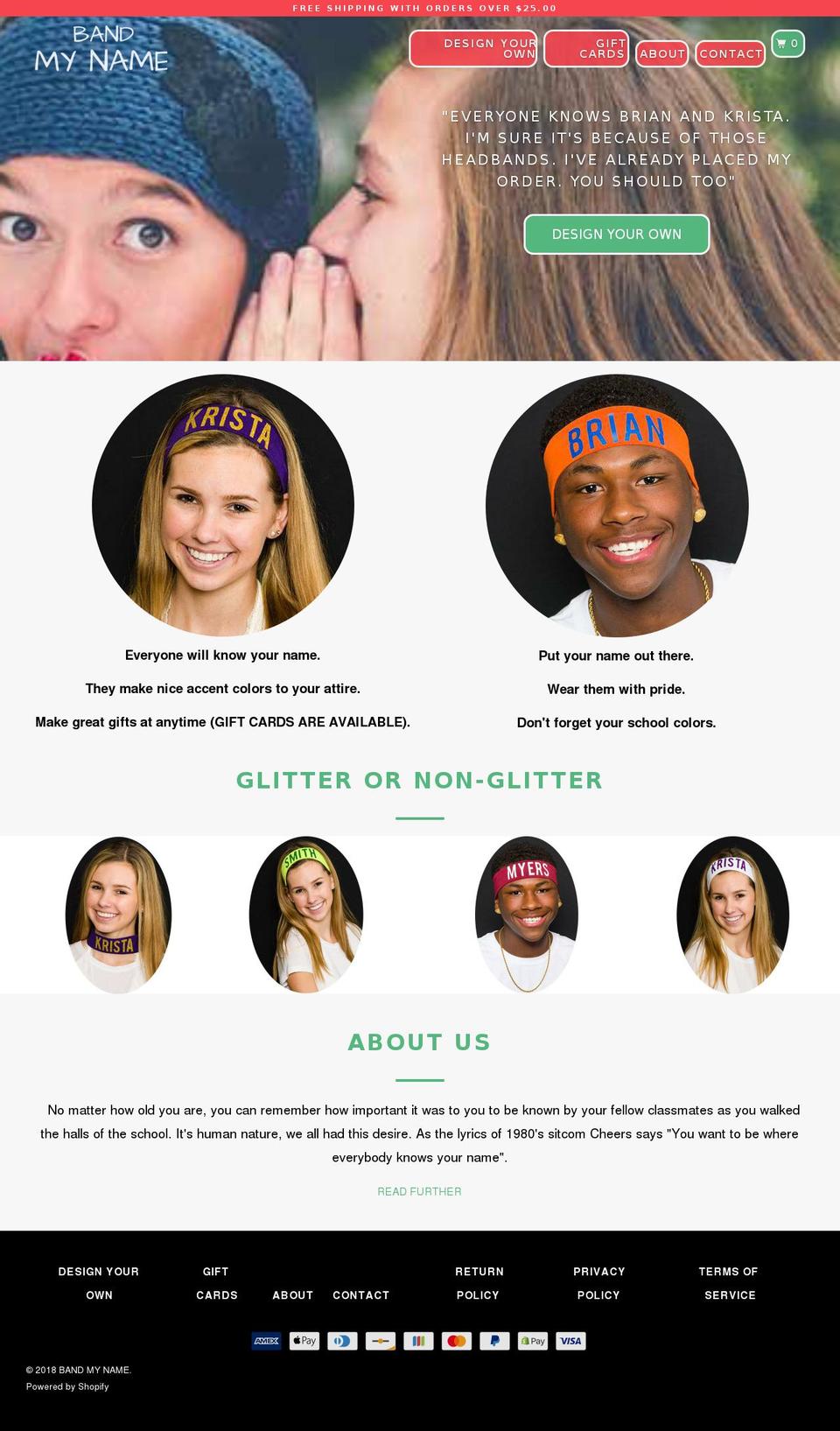 bandmyname.com — Shopify storefront screenshot