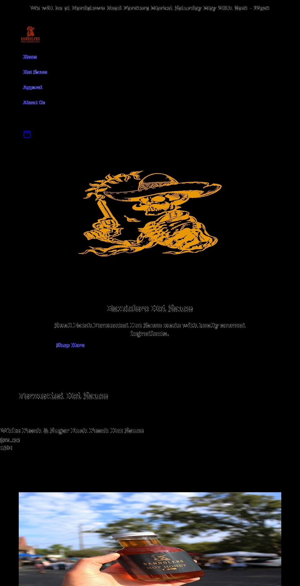 bandolerohotsauce.com shopify website screenshot