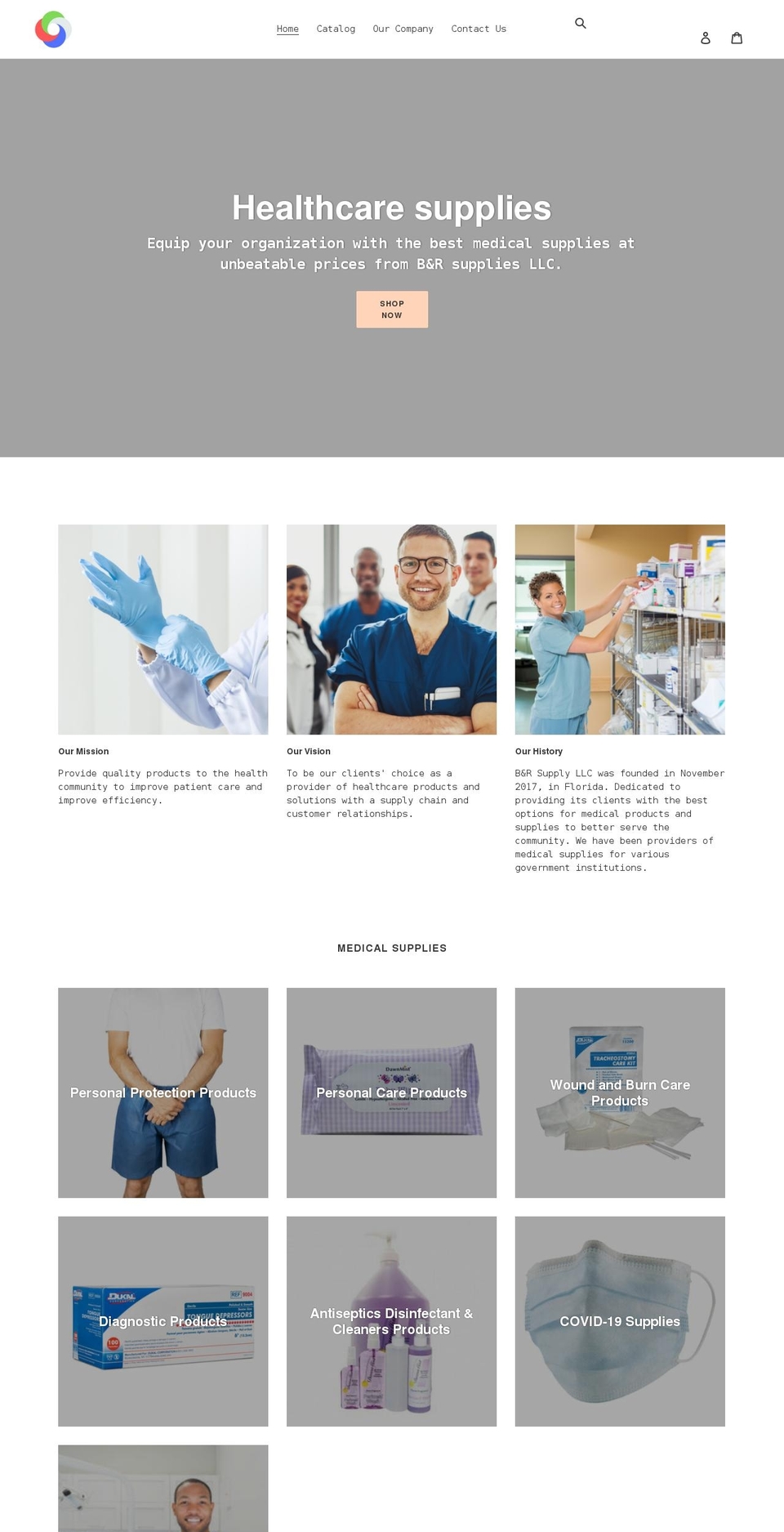 bandrmedicalsupplies.com shopify website screenshot
