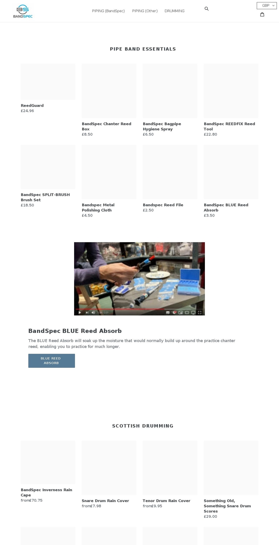 bandspec.com shopify website screenshot